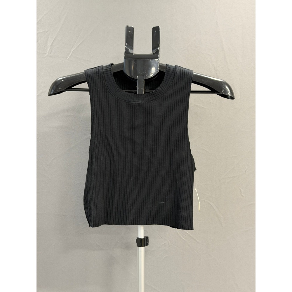 Aerie Ribbed Black Sleeveless Mock‎ Neck Crop Tank Top Women's Size M